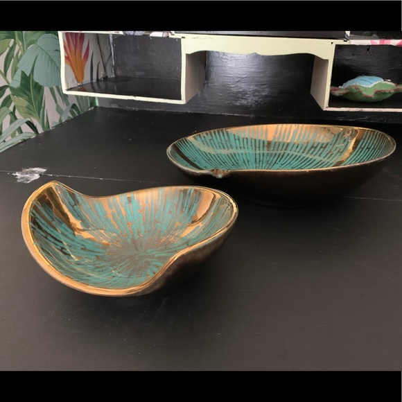 Gorgeous MCM Gold Turquoise Seashells Serving Set - Picture 3 of 6